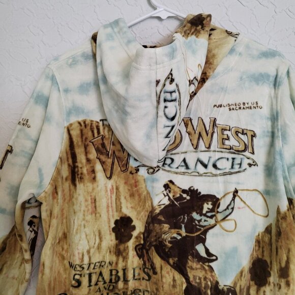 French Postcards The Wild West Ranch Sequined Velour Zip Up Hoodie Size Medium - Picture 4 of 14